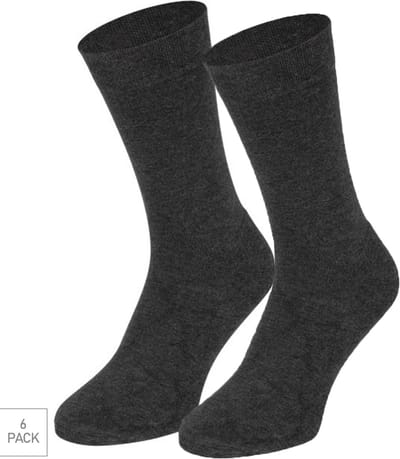 Boru Bamboo - 6-Pack - Sokken met Badstof Zool - Bamboe - Naadloos - Heren / Dames - antraciet - 35-38 - 2304