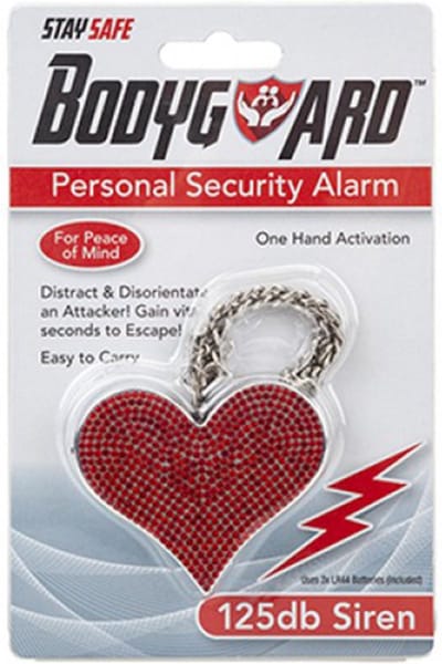 Personal security alarm persoonlijk tasalarm beveiligingsalarm paniekalarm alarmknop rood hart met strass 125db