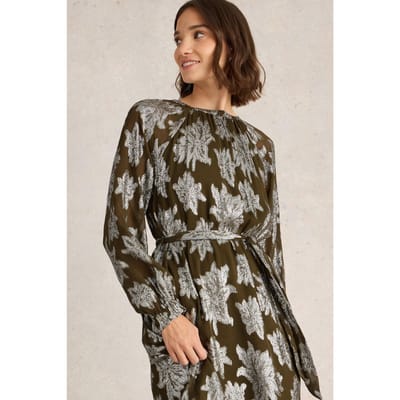 White Stuff Phoebe Jacquard Maxi Dress Green Multi Maat: 10 REGULAR | Maxi Jurken Outlet | Dames | Groen