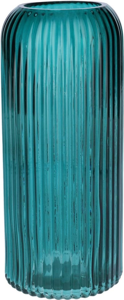 Bellatio Design Bloemenvaas - petrol - tansparant glas - 10 x 25 cm - vaas