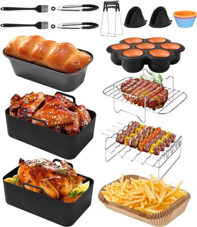 DailySupplies® Airfryer Accessoires - Siliconen Bakje - Bakpapier - Zwart