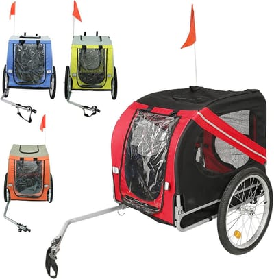 Fietskar Huisdieren - Hondenkar Aanhanger - Veilig Vervoeren - 2-in-1 Jogger Functie - 75 cm Binnenruimte - Rood Zwart