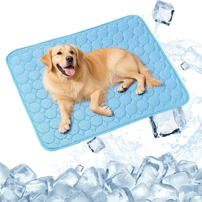 Koelmat voor huisdieren, geschikt voor katten en honden, 70 x 55 cm, zelfkoelend, wasbaar, geschikt voor de zomer, blauw.
