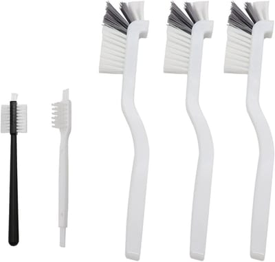 Set van 5 schoonmaakborstels met gebogen borstels, dubbele groefborstel en lange handgreep voor ramen en glasreiniging