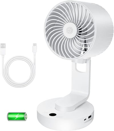 VHV - Bureauventilator - USB tafelventilator - USB oplaadbaar - verstelbaar - 4000 mAh - met LED - stil - voor bureau, kantoor, slaapkamer, keuken