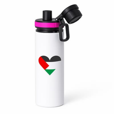 Hacebo® - Palestina vlag hart vorm waterfles met draaidop roze - mensen die liefde willen geven aan Palestina - degene die van Palestina houden - supporten - oorlog - verjaardagscadeautje - gift - geschenk - kado - water fles - 850ML
