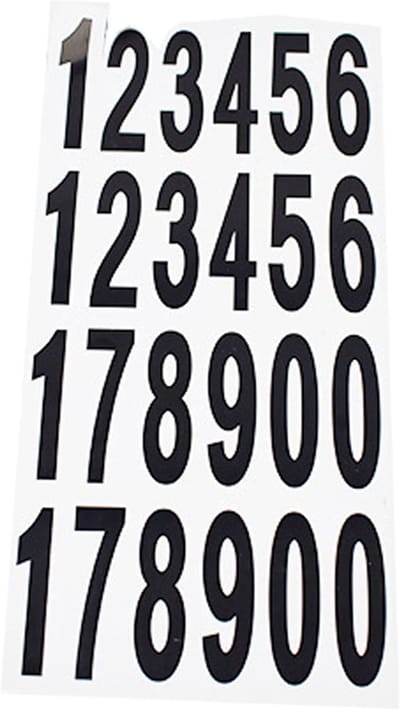 JHUBERS- Nummerstickers 10 Vellen - Waterdichte/Oliebestendige Stickers - Huisnummer Stickers - Adresnummer Stickers - PVC Stickers - 76 x 25 mm - Huisnummerstickers