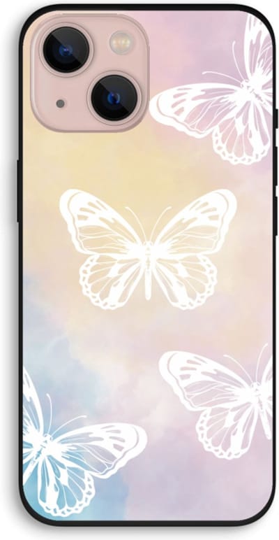 Case Company® - Hoesje geschikt voor iPhone 13 hoesje - White butterfly - Biologisch Afbreekbaar Telefoonhoesje - Bescherming alle Kanten en Schermrand