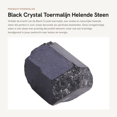 Dailygoods - Black Crystal Toermalijn - Helende Steen - Natuurlijke Decoratie - Unieke Vorm - Spirituele Energie - Ideaal voor Meditatie - 10 x 6 x 3 cm