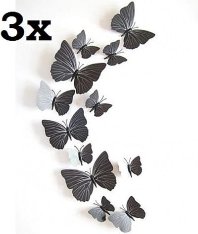 3D vlinders | 3x zwart