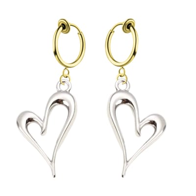 Klem oorbellen - goud zilverkleurig - hart - Montana- geen gaatje- Charme Bijoux