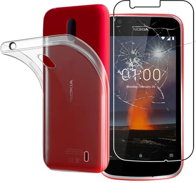 ebestStar - Hoes geschikt voor Nokia Nokia 1, Back Cover, Beschermhoes anti-luchtbellen hoesje, Transparant + Gehard Glas