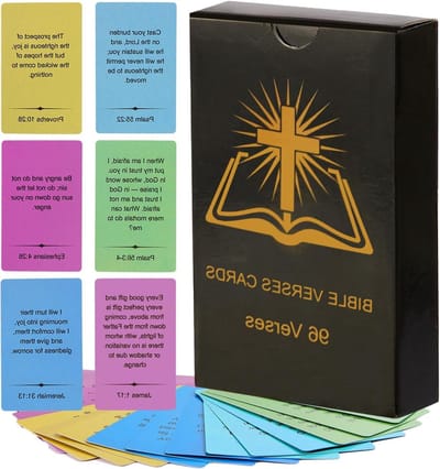 Bijbelvers kaarten - Christelijke kaarten - Dagelijkse devotie - 96 Geselecteerde geschriften - 9.73 x 5.99 cm - Zwart