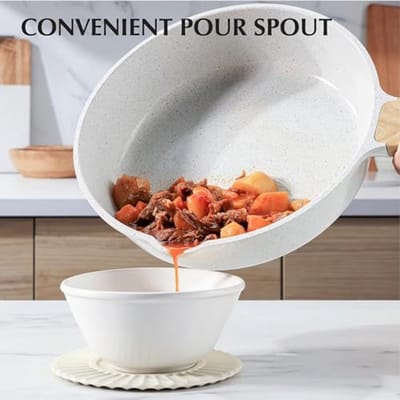 Keramische Koekenpan 26cm met Antiaanbaklaag voor Inductie - Gezond Koken Zonder Schadelijke Stoffen