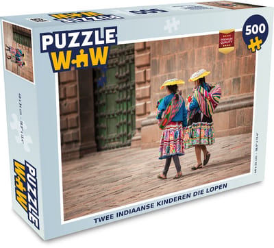 Puzzel Twee indiaanse kinderen die lopen - Legpuzzel - Puzzel 500 stukjes