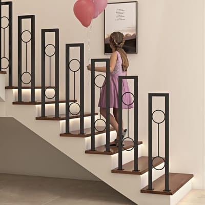 Vierkante Baluster - Trapleuning Paal - Trap Versieren - Decoratief Metaal - 95 cm Hoog - Zwart Wit