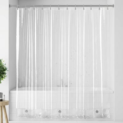 Azalia Douchegordijn, transparant, PEVA, stof met patroon, doorzichtig, waterdicht, met magnetische zoom, extra lang, breedte: 200 x hoogte: 240 cm