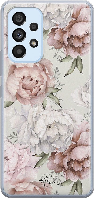 Hoesje geschikt voor Samsung Galaxy A53 - Klassieke bloemen - Soft Case - TPU - Bloemen - Beige - Mooie Telefoonhoesjes