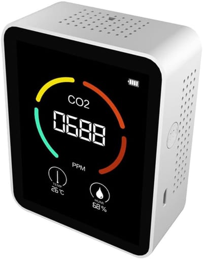 Luchtkwaliteit Meter - CO2 Detector - Binnenklimaat Meten - 3-in-1 Functies - Compact Formaat - Wit