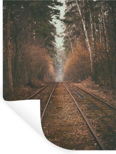 Muurstickers - Sticker Folie - Treinspoor - Pad - Bos - Boom - 30x40 cm - Plakfolie - Muurstickers Kinderkamer - Zelfklevend Behang - Zelfklevend behangpapier - Stickerfolie