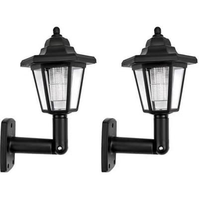 2 stuks Zonne-LED Wandlamp Buiten Zonne-lamp Aangedreven door Zonlicht Wandlamp Waterdicht Bewegingssensor Straatlantaarn Tuindecoratie Zeshoekige Paleislamp 2PCS