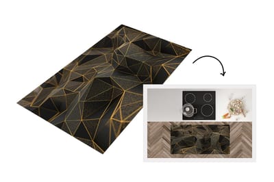Keukenloper - Loper keuken - Abstract - Goud - 3D - 120x60 cm - Keukenloper vinyl