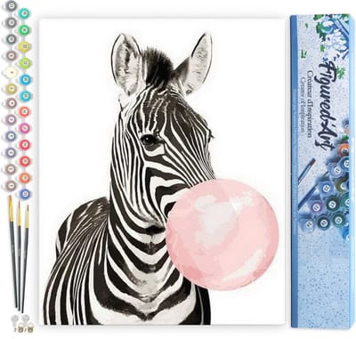 Figured'Art Schilderen op Nummer Volwassenen canvas Zebra Bubbel - Handwerk acrylverf Kit DIY Compleet - 40x50cm zonder frame