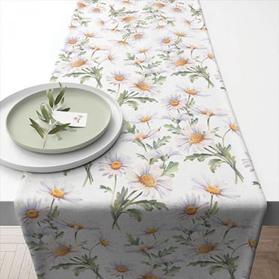 Ambiente - Tafelloper – Madeliefjesprint – 100% Katoen – 40x150 cm – Wasbaar – Zomers Design