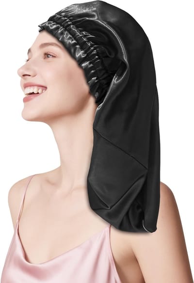 Dailygoods- Slaapmuts Luxe - Zijden Slaapmuts - Ademend - 100% Moerbeizijde - Ideaal voor Lang/Krullend Haar - 58 cm - Haarband