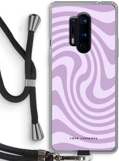 Case Company® - Hoesje met koord geschikt voor OnePlus 8 Pro hoesje met Koord - Swirl Paars - Telefoonhoesje met Zwart Koord - Bescherming aan alle Kanten en Over de Schermrand