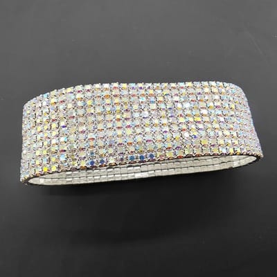 10 Rows Crystal Rhinestone Anklets Silver Plated And Gold Color Anklet Chain Ab Stone Elastic Stretch Ankle Bracelets For Women Diameter7cm gray