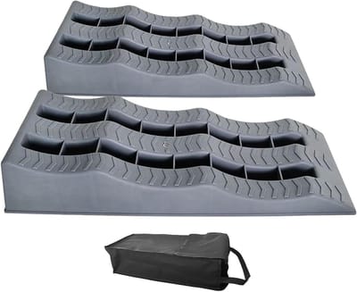 Wielkeggen Camper - Nivelleringsblokken Caravan - Waterpas Stellen - Driestaps Ontwerp - 2 Stuks - Grijs
