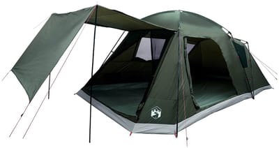 vidaXL - Huisje - Tent - met - dak - Legergroen - 12-Persoons - Polyester - en - Staal