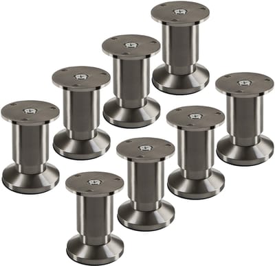 SOTECH 8 stuks meubelpoten TERRA hoogte 80 mm rvs look geborsteld hoogte verstelbaar tot max. 15 mm, belastbaar tot 250 kg