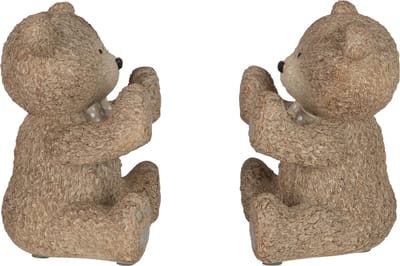J-Line boekensteun Teddy - polyresin - lichtbruin - 2 stuks