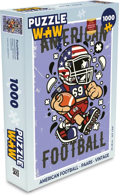 Puzzel American football - Paars - Vintage - Legpuzzel - Puzzel 1000 stukjes volwassenen