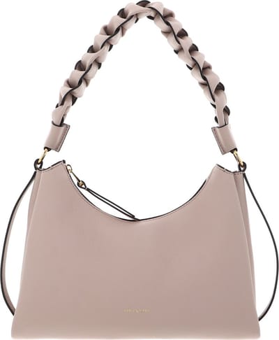 COCCINELLE Leren Schoudertas Boheme Grana Double Shoulder Bag Rosette / Warm Taupe Beige
