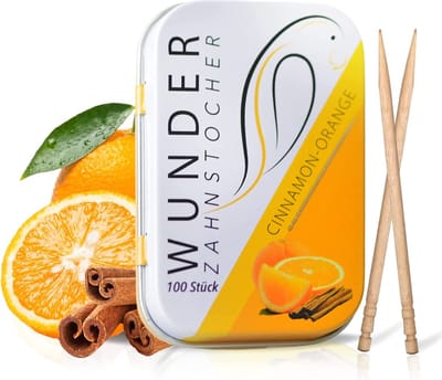Wonder Tandenstokers Box Sinas - Gearomatiseerde Tandenstokers - Vervanging voor Kauwgom - Bestrijd Slechte Adem - Stop Nagelbijten - Ondersteuning bij Stoppen met Roken - Verfris de Adem met Gearomatiseerde Tandenstokers - Suikervrij (Sinaasappel)