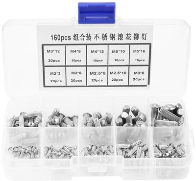Dailygoods- Klinknagels Set 160 Stuks - Roestvrij Staal - Assortiment M2/M2.5/M3/M4/M5 - Klinknagels met Doos - Duurzaam en Roestbestendig