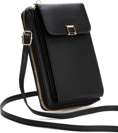 Crossbodytassen Dames Telefoontasjes - Kunstlederen Telefoontasje Dames Crossbody Schoudertas - Zwart
