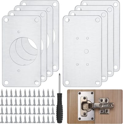 Scharnieren Reparatieplaten, Kastdeuren Scharnier Reparatieset Roestvrij Staal, voor Meubels, Kast, Lade, Raam, Reparatieplaten, Inclusief Schroevendraaier