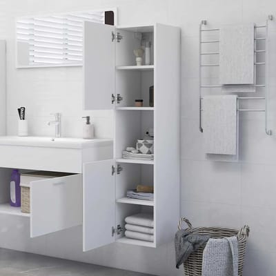 vidaXL - Badkamerkast - 30x30x130 - cm - bewerkt - hout - wit