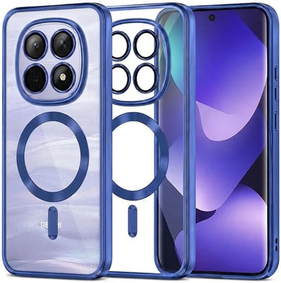 Hoesje geschikt voor Xiaomi Redmi Note 15 4G/5G / Xiaomi Poco M8 - Techsuit Luxury Crystal Back Cover - Geschikt voor MagSafe - Transparant/Donkerblauw