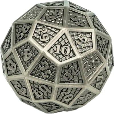 Lapi Toys - Dungeons and Dragons D60 dobbelsteen - D60 DnD dobbelsteen - D60 D&D dobbelsteen - Metaal - Zilver