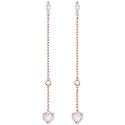 Swarovski Shining Pink Hart Lange Oorbellen Dames Oorbellen 5439316 Box (Random Color),Rose Gold white