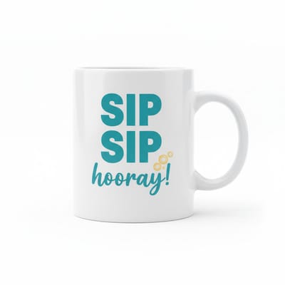 Sip Sip Hooray Koffiemok – Leuke Quote Mok om te Vieren – Keramische Mok 330 ml