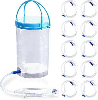 Complete Enema Set voor Darmreiniging - 1200ml Kit met 10 BPA-vrije Intestinal Tubes en Irrigator voor Effectieve Ontlasting en Gezonde Spijsvertering