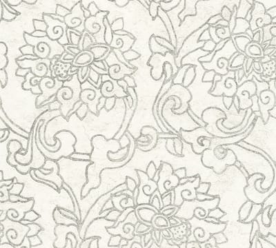 BLOEM ORNAMENTEN BEHANG | Chique - zilver grijs wit - A.S. Création Asian Fusion