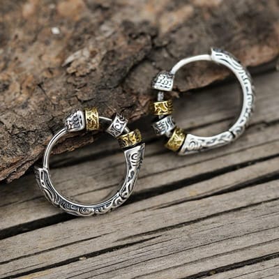 Boucles d'oreilles créoles en argent thaïlandais design créatif pour femmes hommes métal chunky huggies hiphop bijoux de fête cadeaux argenté