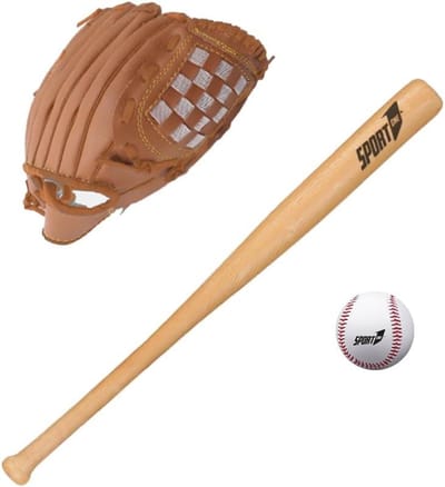 Match Baseball Set - honkbalknuppel handschoen bal - kinderen jongeren 8-12 jaar - 60 cm houten honkbalknuppel - ergonomische handschoen PU bal - training spel baseball softball.